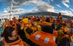 Safety and lifeboat drill on MV Ortelius.